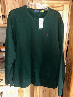 Polo Ralph Lauren Dark Green Crewneck Sweatshirt with Red Pony NWT XL